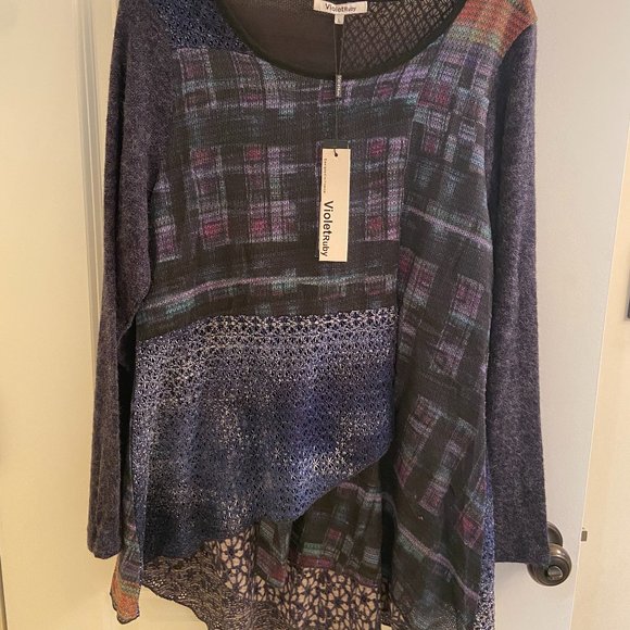 VioletRuby Sweaters - VioletRuby - Purple and Navy Knit Top, Size Large